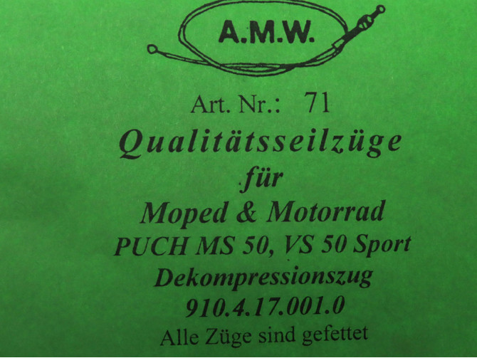 Bowdenzug Puch MS50 / VS50 Sport Dekompressorzug A.M.W. product